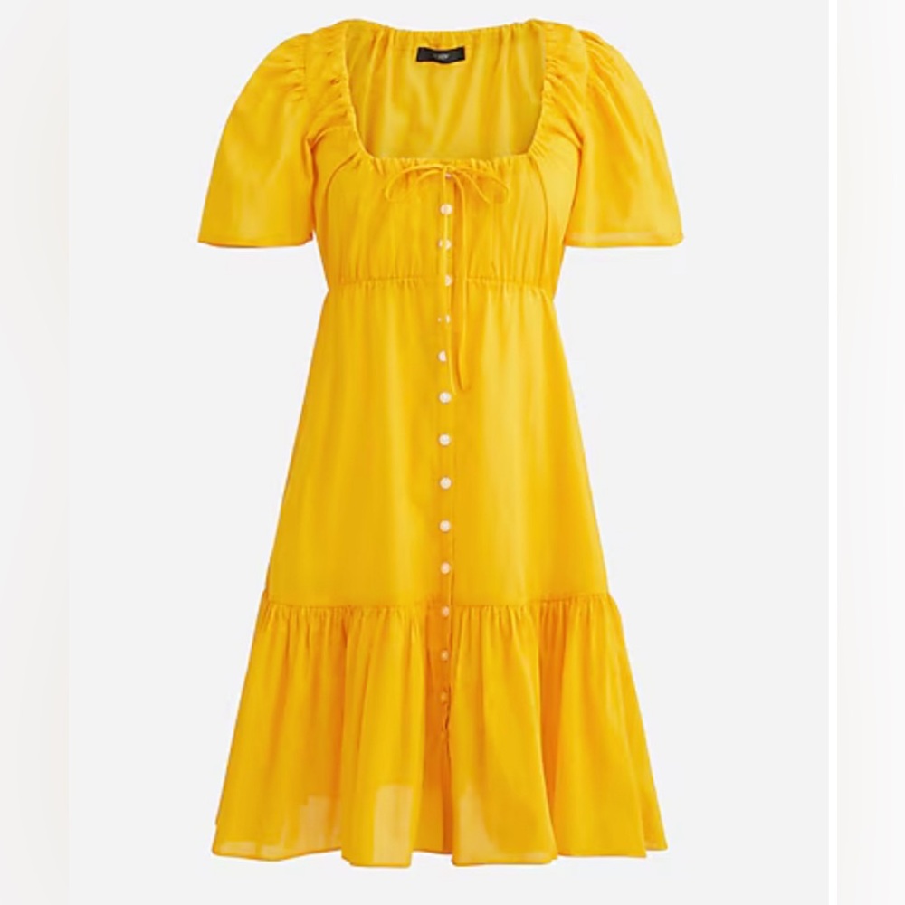 Cotton voile tiered button-down beach dress